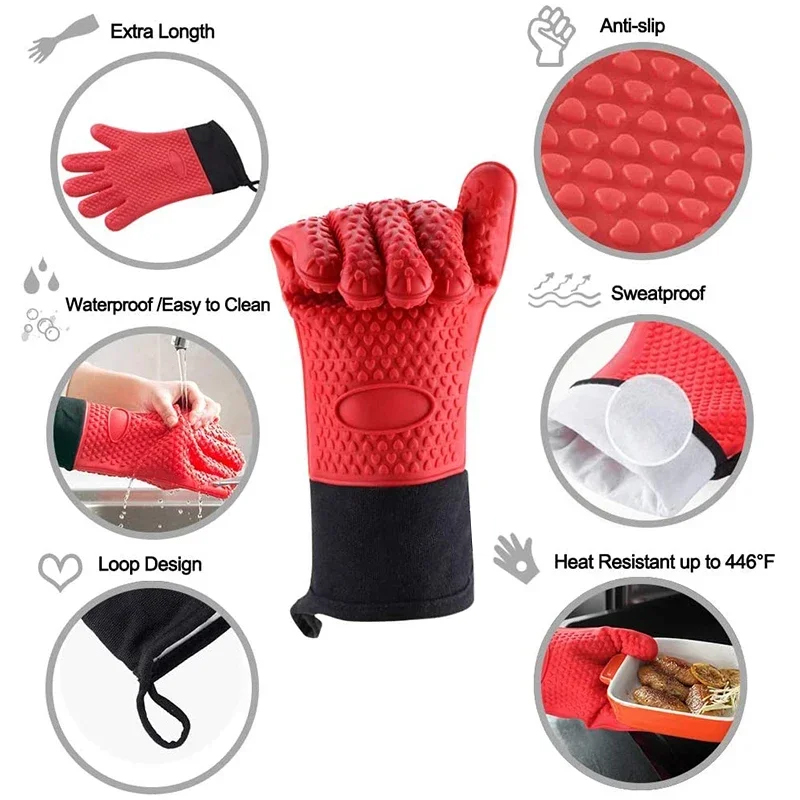 1/2Pcs Anti-Scald Silicone Ove - огляд і ціна Oven Mitt Silicone
